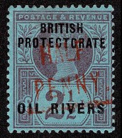 Lot # 794 Niger Coast Protectorate: 1893 ½d Type H (vermilion) On 2½d Purple - Nigeria (...-1960)