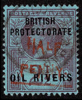 Lot # 796 Niger Coast Protectorate: 1893, Old Calabar Provisional, ½d Type 9 On 2½d Purple On Blue, Vermilion Surcharge - Nigeria (...-1960)