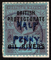 Lot # 797 Niger Coast Protectorate: 1893, Old Calabar Provisional, ½d Type 9 On 2½d Purple On Blue, Blue Surcharge - Nigeria (...-1960)