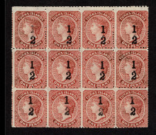 Lot # 833 Turks Islands: 1881, Queen Victoria, ½d On 1d Dull Red, Type 7 BLOCK OF TWELVE - Autres & Non Classés