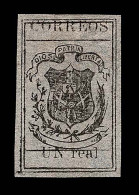 Lot # 840 Dominican Republic: 1867-71 Pelure Paper, 1r Black On Rose - Dominikanische Rep.