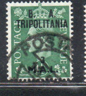 TRIPOLITANIA OCCUPAZIONE BRITANNICA 1951 BA B.A. 3m Su 1 1/2p USATO USED OBLITERE' - Tripolitaine