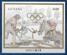 Guyana 1993 Atlanta Olympics Hockey Ride Jumping GOLD IMPERF S/S Lillehammer Olympics Overp SPECIMEN MNH** Rare - Winter 1994: Lillehammer
