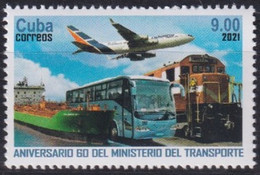 2021.16 CUBA MNH 2021 60 ANIV MITRANS RAILROAD AIRPLANE BUS RAILWAYS. - Nuevos
