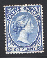 1891  Victoria   2½d.   Prussian Blue  SG 29   MM - MH - Falklandeilanden