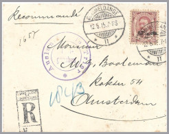 LUXEMBOURG - DOMMELDANGE II - 62½c/5Fr William IV 1915 Registered To Amsterdam NETHERLANDS - 1906 Guillaume IV
