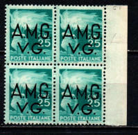 ITALIA VENEZIA GIULIA - AMGVG - 1945 - DEMOCRATICA 25 CENT. IN QUARTINA - MNH - Ongebruikt