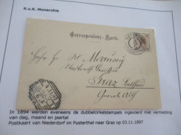 Collection Spécialisée ITALIE/Autriche  Postblagen CPA Gruss Aus Niederdorf 03/11/1897 Vers Graz - Storia Postale