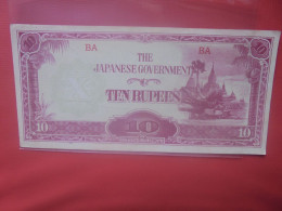 JAPON ( OCCUPATION 1942-1944) 10 RUPEES Circuler (B.30) - Japon