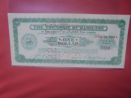 NEW-JERSEY "The Township Of Hamilton" One Dollar 1936 Peu Circuler Presque Neuf (B.30) - Collections