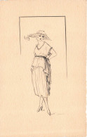 MODE - Crocquis D'une Tenue Composée D'un Chapeau Et D'une Robe  - Carte Postale Ancienne - Mode