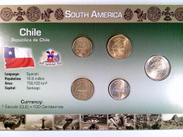 Münzen, Kursmünzensatz Chile, 10 Centésimos - 5 Escudos - Numismatique