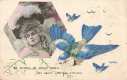 FANTAISIE - Femmes - La Distance Ne Sépare Jamais Les Cœurs Unis Par L'amitié - Carte Postale Ancienne - Fête Des Mères