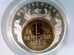 Münze/Medaille, Inlay-Prägung Deutschland 1 DM, Sammlermünze 1996, CU Versilbert Mit Vergoldetem Inlay - Numismática