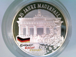 Münze/Medaille, 25 Jahre Mauerfall, Sammlermünze 2014, CU Versilbert Mit Teilvergoldung - Numismatiek