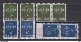 REPUBBLICA:  1959  EUROPA  CEPT  -  S. CPL. 2  VAL. N.  -  RIPETUTA  4  VOLTE  -  SASS. 877/78 - 1959