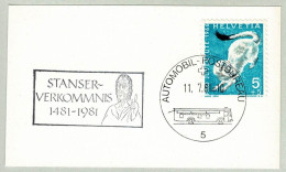 Schweiz / Helvetia 1981, Sonderstempel Automobil-Postbureau Stanser Verkommnis, Niklaus Von Flüeh - Autres & Non Classés