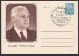 Wilhelm Pieck Sonder-Ganzsache Mit SoSt. Berlin 3.1.56 Lang Lebe Der Wilhelm Pieck Der Präsident Der DDR - Postkaarten - Gebruikt