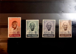 India 1948 Mahatma Gandhi Mourning 4v SET, VERY FINE FRONT, MINT NO GUM,  NICE COLOUR As Per Scan - Ungebraucht