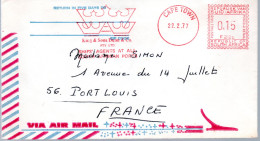 AFRIQUE DU SUD / ENVELOPPE DE CAP TOWN A DESTINATION DE LA FRANCE DE 1977 EMPREINTE MECANIQUE - Frama Labels