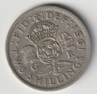 GREAT BRITAIN 1951: 2 Shillings, KM 878 - J. 1 Florin / 2 Schillings