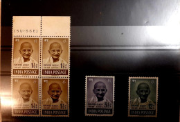 India 1948 Mahatma Gandhi Mourning 3v Of SET, VERY FINE FRONT, MINT GUM DISTURBED Or NO GUM,  NICE COLOUR As Per Scan - Mahatma Gandhi
