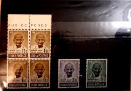 India 1948 Mahatma Gandhi Mourning 3v Of SET, VERY FINE FRONT, MINT GUM DISTURBED Or NO GUM,  NICE COLOUR As Per Scan - Nuevos
