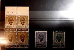 India 1948 Mahatma Gandhi Mourning 3v Of SET, VERY FINE FRONT, MINT GUM DISTURBED Or NO GUM,  NICE COLOUR As Per Scan - Ungebraucht