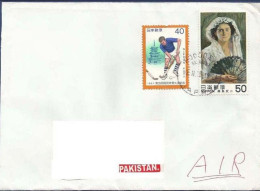 JAPAN POSTAL USED AIRMAIL COVER TO PAKISTAN HOCKEY SPORTS GAMES SPORT GAME - Corréo Aéreo