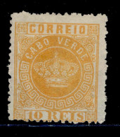 ! ! Cabo Verde - 1877 Crown 10 R (Perf. 12 3/4) - Af. 02 - No Gum (TX 132) - Kapverdische Inseln