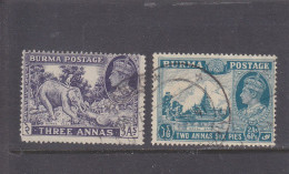 BURMA - O / FINE CANCELLED - 1946 - KGVI - WORKING ELEPHANT, KINGS BOAT , Mi. 58, 59    Yv. 41, 42 - Birmania (...-1947)