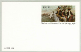 USA 1981, Ganzsachenkarte Nathanael Greene Eutaw Springs - Indépendance USA