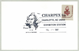 USA 1981, Karte Charpex Charlotte, Battle / Schlacht Of Yorktown, Admiral De Grasses - Indépendance USA