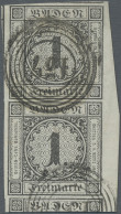 Baden - Marken Und Briefe: 1853, 1 Kr. Schwarz Auf Weiß, SENKRECHTES Paar, Allse - Other & Unclassified