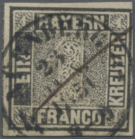 Bayern - Marken Und Briefe: 1859 1 Kr. Grauschwarz Von Platte 1, Entwertet Mit K - Sonstige & Ohne Zuordnung