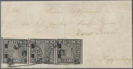 Bayern - Marken Und Briefe: 1849, SCHWARZER EINSER 1 Kr. Tiefschwarz, Platte 1, - Sonstige & Ohne Zuordnung