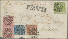 Bayern - Marken Und Briefe: 1858, Dekorative Vierfarben-Frankatur Mit Seltener D - Autres & Non Classés