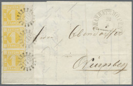 Bayern - Marken Und Briefe: 1862: 1 Kr. Gelb Mit Spitzen Ecken Im Senkrechten EC - Altri & Non Classificati