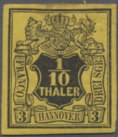 Hannover - Marken Und Briefe: 1851, 1/10 Th./3 Sgr. Schwarz Auf Dunkelrötlichgel - Hanovre