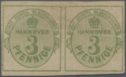 Hannover - Marken Und Briefe: 1863, 3 Pfg. Olivgrün, Waagerechtes Paar, Allseits - Hanovre