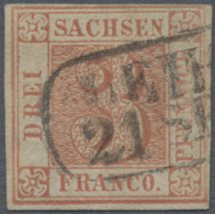 Sachsen - Marken Und Briefe: 1850, 3 Pfennige Lebhaftrot, Platte III, Position 1 - Saxony
