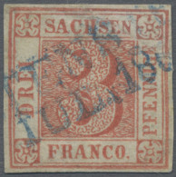 Sachsen - Marken Und Briefe: 1850 3 Pf. Rot Von Platte IV (gedruckt 1851), Bogen - Saxony