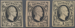 Sachsen - Marken Und Briefe: 1851, ½, 1 Und 3 Neugroschen Als Druckproben Auf He - Saxe
