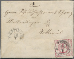 Thurn & Taxis - Ortsstempel: 1865, Freimarke 3 Kr Mit K1 "DETTINGEN 13/7" Auf Kl - Other & Unclassified