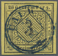 Württemberg - Marken Und Briefe: 1851, 3 Kr. Schwarz Auf Pastellgelb, Blauer K 2 - Altri & Non Classificati