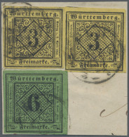 Württemberg - Marken Und Briefe: 1851, 3 Kr. Schwarz Auf Gelb, Type V, Zwei Exem - Sonstige & Ohne Zuordnung