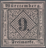 Württemberg - Marken Und Briefe: 1851, 9 Kreuzer Schwarz Auf Mattrosa, Ungebrauc - Sonstige & Ohne Zuordnung
