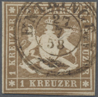 Württemberg - Marken Und Briefe: 1857, 1 Kr Dunkelockerbraun Mit Seidenfaden, üb - Other & Unclassified