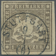 Württemberg - Marken Und Briefe: 1865: 1 Kr. Hellgraubraun Mit Rotem Bayrischen - Sonstige & Ohne Zuordnung