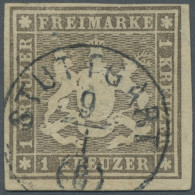 Württemberg - Marken Und Briefe: 1865: 1 Kr. Hellgraubraun Mit Rotem Bayrischen - Autres & Non Classés